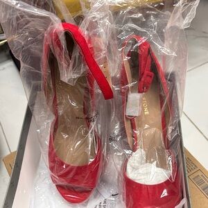 Elegant Red Peep-Toe Heels / 5” heels